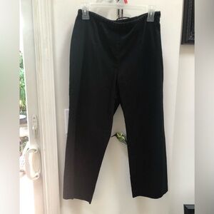 Black Cropped Cotton Blend Pants with Side Zipper